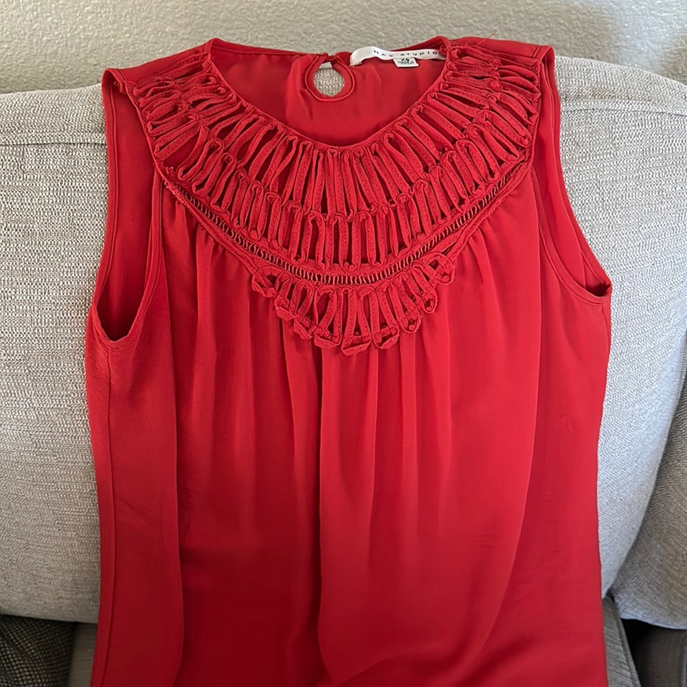 Women’s chiffon dress. Sits right below the knee, loose fit.